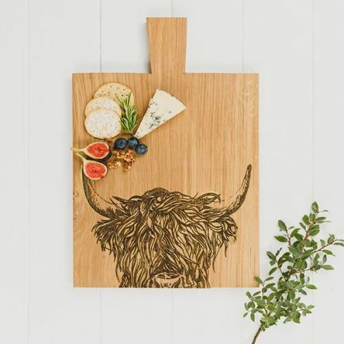 The Just Slate Company Highland Cow Medium Oak Serving Paddle 5 The Just Slate Company Highland Cow Medium Oak Serving Paddle - Image 3