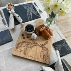 The Just Slate Company Kissing Hares Medium Oak Serving Paddle -HARTS OF STUR Sales JSSOOPMKH Just Slate Company Kissing Hares Medium Oak Serving Paddle 2