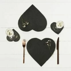 The Just Slate Company Set Of 2 Heart Slate Placemats -HARTS OF STUR Sales JSTMH2B Just Slate Company Heart Slate Place Mats 2