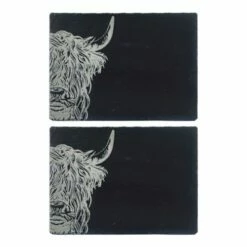 The Just Slate Company Set Of 2 Highland Cow Placemats