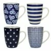 London Pottery Set Of 4 Tulip Mugs Blue -HARTS OF STUR Sales JY18LT31 London Pottery Set Of 4 Tulip Mugs Blue