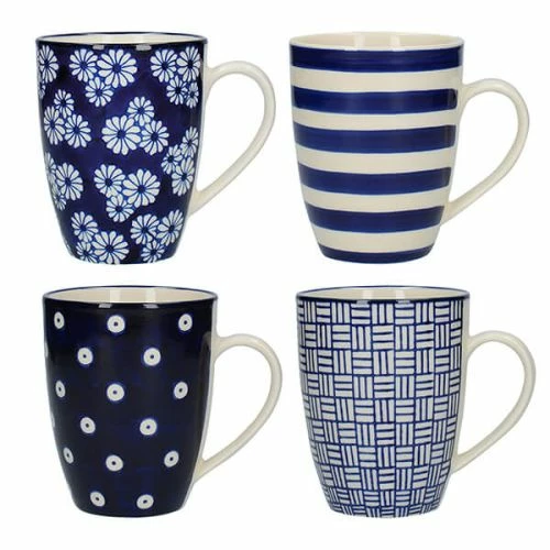 London Pottery Set Of 4 Tulip Mugs Blue 3 London Pottery Set Of 4 Tulip Mugs Blue