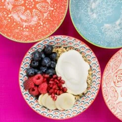 KitchenCraft Brights Glazed Stoneware Bowl Set Of 4 -HARTS OF STUR Sales KCBOWL15PK4BR KitchenCraft Glazed Stoneware Bowl Set of 4 Brights 5