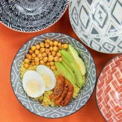 KitchenCraft Designed For Life Glazed Stoneware Bowl Set Of 4 -HARTS OF STUR Sales KCBOWL15PK4DFL KitchenCraft Glazed Stoneware Bowl Set of 4 Designed for Life 4