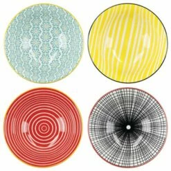 KitchenCraft Monochrome Glazed Stoneware Bowl Set Of 4 -HARTS OF STUR Sales KCBOWL15PK4MON KitchenCraft Glazed Stoneware Bowl Set of 4 Monochrome 1