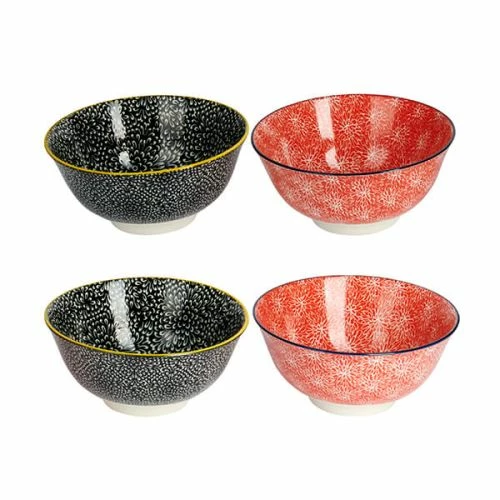 KitchenCraft 15cm Bowl Set Of 4 Red And Black 4 KitchenCraft 15cm Bowl Set Of 4 Red And Black - Image 2