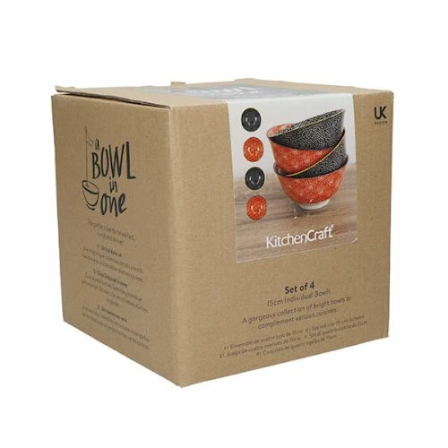 KitchenCraft 15cm Bowl Set Of 4 Red And Black 5 KitchenCraft 15cm Bowl Set Of 4 Red And Black - Image 3