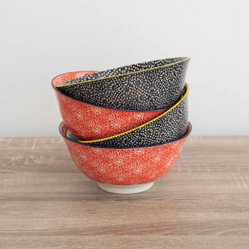 KitchenCraft 15cm Bowl Set Of 4 Red And Black 6 KitchenCraft 15cm Bowl Set Of 4 Red And Black - Image 4