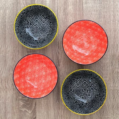 KitchenCraft 15cm Bowl Set Of 4 Red And Black 8 KitchenCraft 15cm Bowl Set Of 4 Red And Black - Image 6