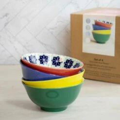 KitchenCraft World Of Flavours Glazed Stoneware Bowl Set Of 4 -HARTS OF STUR Sales KCBOWL15PK4WOF KitchenCraft Glazed Stoneware Bowl Set of 4 World of Flavours 3