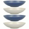 KitchenCraft Blue And Cream Embossed 22cm Stoneware Coupe Bowl Set Of 4 -HARTS OF STUR Sales KCBOWL22PK4BLEM KitchenCraft Stoneware Coupe 22cm Bowl Set of 4 Blue Embossed