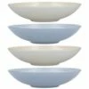 KitchenCraft Blue And Cream Ripple 22cm Stoneware Coupe Bowl Set Of 4 -HARTS OF STUR Sales KCBOWL22PK4BLU KitchenCraft Stoneware Coupe 22cm Bowl Set of 4 Blue