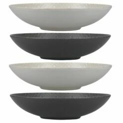 KitchenCraft Grey Embossed 22cm Stoneware Coupe Bowl Set Of 4