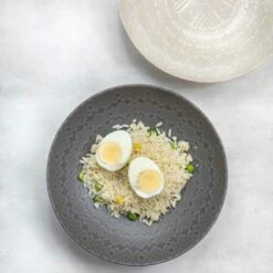 KitchenCraft Grey Embossed 22cm Stoneware Coupe Bowl Set Of 4 -HARTS OF STUR Sales KCBOWL22PK4GRY KitchenCraft Stoneware Coupe 22cm Bowl Set of 4 Grey Embossed 5