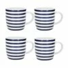 KitchenCraft Barrel Mug Set Of 4 Nautical Stripe -HARTS OF STUR Sales KCMBARBLSTR4PC Kitchen Craft Barrel Mug Set Of 4 Nautical Stripe