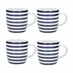 KitchenCraft Barrel Mug Set Of 4 Nautical Stripe