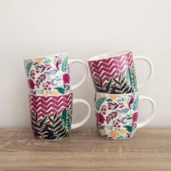 KitchenCraft Barrel Mug Set Of 4 Exotic Floral -HARTS OF STUR Sales KCMBAREXFL4PC Kitchen Craft Barrel Mug Set Of 4 Exotic Floral 4