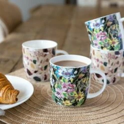 KitchenCraft Barrel Mug Set Of 4 Terrazzo Floral -HARTS OF STUR Sales KCMBARTER4PC Kitchen Craft Barrel Mug Set Of 4 Terrazzo Floral 2