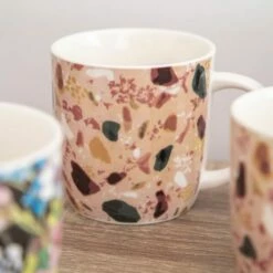 KitchenCraft Barrel Mug Set Of 4 Terrazzo Floral -HARTS OF STUR Sales KCMBARTER4PC Kitchen Craft Barrel Mug Set Of 4 Terrazzo Floral 4