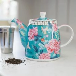 London Pottery Bell Teapot 1L Teal Floral -HARTS OF STUR Sales LPBLTPOT1LTEL London Pottery Bell Teapot 1L Teal Floral 5