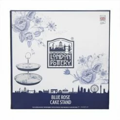 London Pottery Blue Rose Cake Stand 7 London Pottery Blue Rose Cake Stand -HARTS OF STUR Sales LPBRCAKESTANDBLU London Pottery Blue Rose Cake Stand Cornflower 1