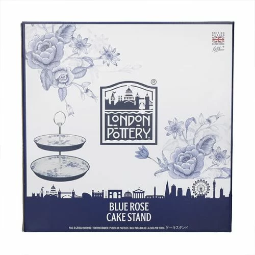 London Pottery Blue Rose Cake Stand 4 London Pottery Blue Rose Cake Stand - Image 2