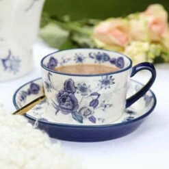 London Pottery Blue Rose Tea Cup And Saucer -HARTS OF STUR Sales LPBRCUPBLU London Pottery Tea Cup And Saucer Cornflower 3