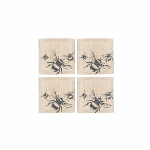 The Just Slate Company Set Of 4 Bee Linen Coasters 3 The Just Slate Company Set Of 4 Bee Linen Coasters