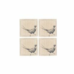 The Just Slate Company Set Of 4 Pheasant Linen Coasters