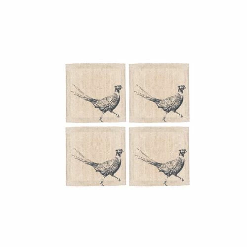 The Just Slate Company Set Of 4 Pheasant Linen Coasters 3 The Just Slate Company Set Of 4 Pheasant Linen Coasters