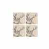 The Just Slate Company Set Of 4 Stag Linen Coasters