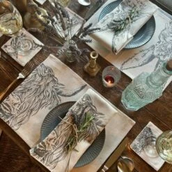 The Just Slate Company Set Of 2 Highland Cow Linen Placemats -HARTS OF STUR Sales LTTM2HC Just Slate Company Highland Cow Linen Place Mats 3