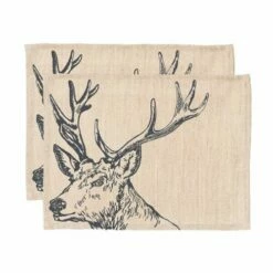 The Just Slate Company Set Of 2 Stag Linen Placemats