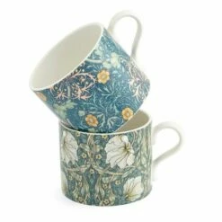 Morris & Co Mugs Set Of 2 Seaweed Teal & Pimpernel Privat -HARTS OF STUR Sales MCOK8726 XG Morris And Co Mugs Set of 2 Seaweed Teal And Pimpernel Privat 2