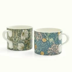 Morris & Co Mugs Set Of 2 Seaweed Teal & Pimpernel Privat -HARTS OF STUR Sales MCOK8726 XG Morris And Co Mugs Set of 2 Seaweed Teal And Pimpernel Privat 3