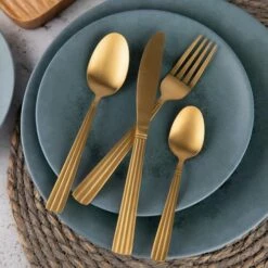 Mikasa Champagne 16 Piece Stainless Steel Cutlery Set -HARTS OF STUR Sales MKCUTCHAMP16PC Mikasa 16pc Stainless Steel Cutlery Set Champagne Gift Set 3