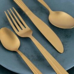 Mikasa Champagne 16 Piece Stainless Steel Cutlery Set -HARTS OF STUR Sales MKCUTCHAMP16PC Mikasa 16pc Stainless Steel Cutlery Set Champagne Gift Set 4