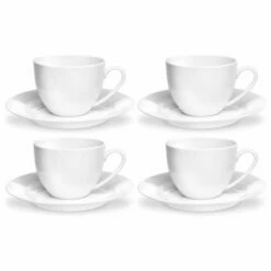 Royal Worcester Serendipity White Set Of 4 Teacup & Saucers