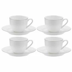Royal Worcester Serendipity Platinum Set Of 4 Teacup & Saucers