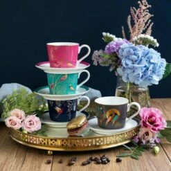 Sara Miller Chelsea Collection Espresso Cup & Saucer Set Of 4 -HARTS OF STUR Sales SMC79194 XG Sarah Miller Chelsea Collection Espresso Cup Saucer Set 5