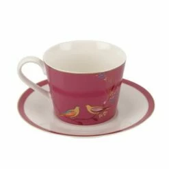 Sara Miller Chelsea Collection Pink Tea Cup & Saucer -HARTS OF STUR Sales SMCP78924 XG Sara Miller Chelsea Collection Tea Cup And Saucer Pink 2
