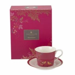 Sara Miller Chelsea Collection Pink Tea Cup & Saucer -HARTS OF STUR Sales SMCP78924 XG Sara Miller Chelsea Collection Tea Cup And Saucer Pink 3