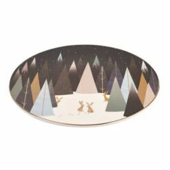 Sara Miller Frosted Pines Collection Rabbit Serving Plate -HARTS OF STUR Sales SMFPR79234 XG Sara Miller Frosted Pines Collection Serving Plate Rabbit 2