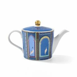 Sara Miller India Collection Tea Pot Lattice Window's Indigo -HARTS OF STUR Sales SMII78923 XG Sara Miller India Collection Tea Pot Lattice Windows Indigo 2