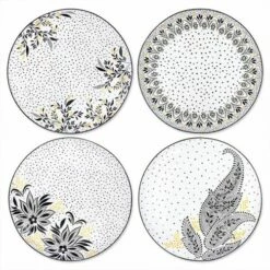 Sara Miller Artisanne Noir Set Of 4 Dinner Plates