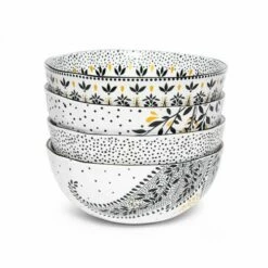 Sara Miller Artisanne Noir Set Of 4 Medium Bowls -HARTS OF STUR Sales SMN79417XD Sara Miller Artisanne Noir Collection Medium Bowl Set of 4 2