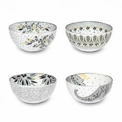 Sara Miller Artisanne Noir Set Of 4 Small Bowls 8 Sara Miller Artisanne Noir Set Of 4 Small Bowls -HARTS OF STUR Sales SMN79424XD Sara Miller Artisanne Noir Small Bowl Set of 4 1