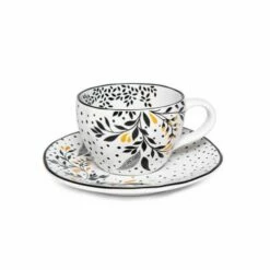Sara Miller Artisanne Noir Set Of 2 Espresso Cups & Saucers -HARTS OF STUR Sales SMN79426XD Sara Miller Artisanne Noir Espresso Cup and Saucer Set of 2 3
