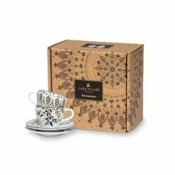 Sara Miller Artisanne Noir Set Of 2 Espresso Cups & Saucers -HARTS OF STUR Sales SMN79426XD Sara Miller Artisanne Noir Espresso Cup and Saucer Set of 2 4