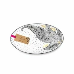 Sara Miller Artisanne Noir Paisley Medium Oval Serving Platter -HARTS OF STUR Sales SMNP79420XT Sara Miller Artisanne Noir Medium Oval Serving Platter Paisley 1